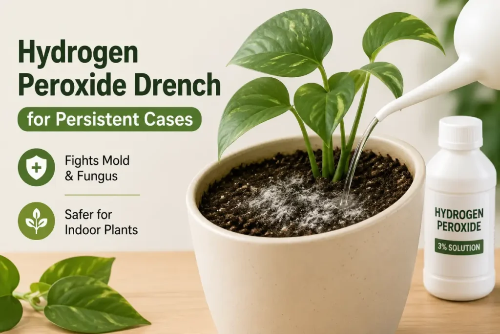 Mold in Indoor Plant Soil Hydrogen Peroxide Drench