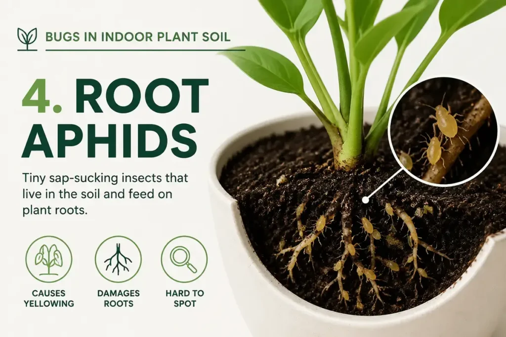 Root Aphids Bugs in Indoor Plant Soil