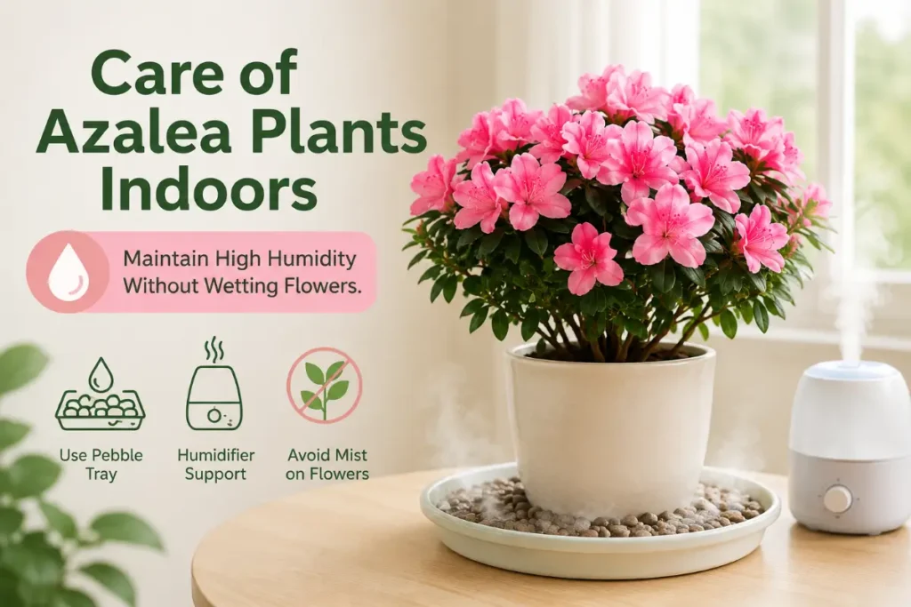 Care of Azalea Plants Indoors: Maintaining High Humidity Without Wetting Flowers
