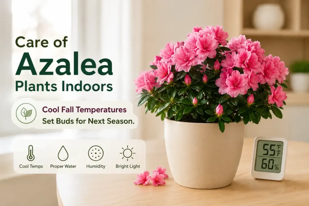 Care of Azalea Plants Indoors: cool fall temperatures set buds for next season.