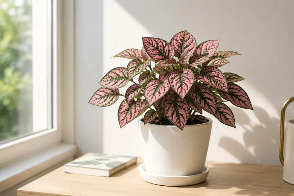 Polka Dot Plant Care Indoor with bright indirect light near a window to promote vibrant colorful foliage and healthy growth.