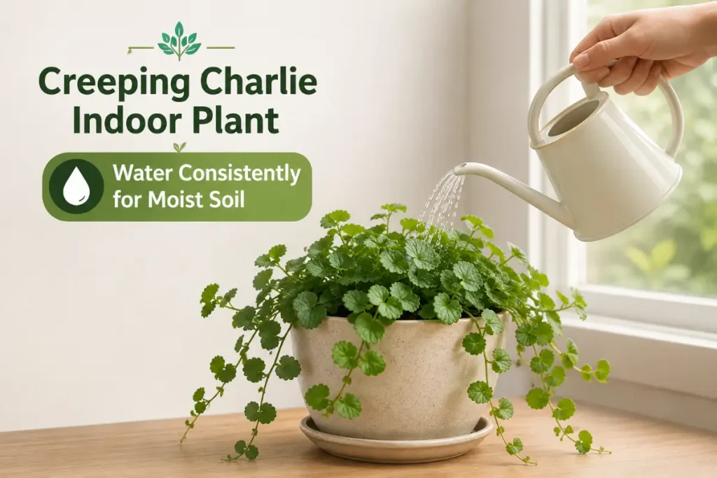 Creeping Charlie Indoor Plant watered for consistently moist soil.