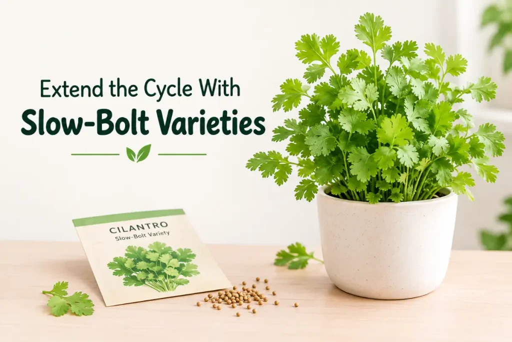 Growing Cilantro Indoors with slow-bolt varieties for a longer harvest cycle.