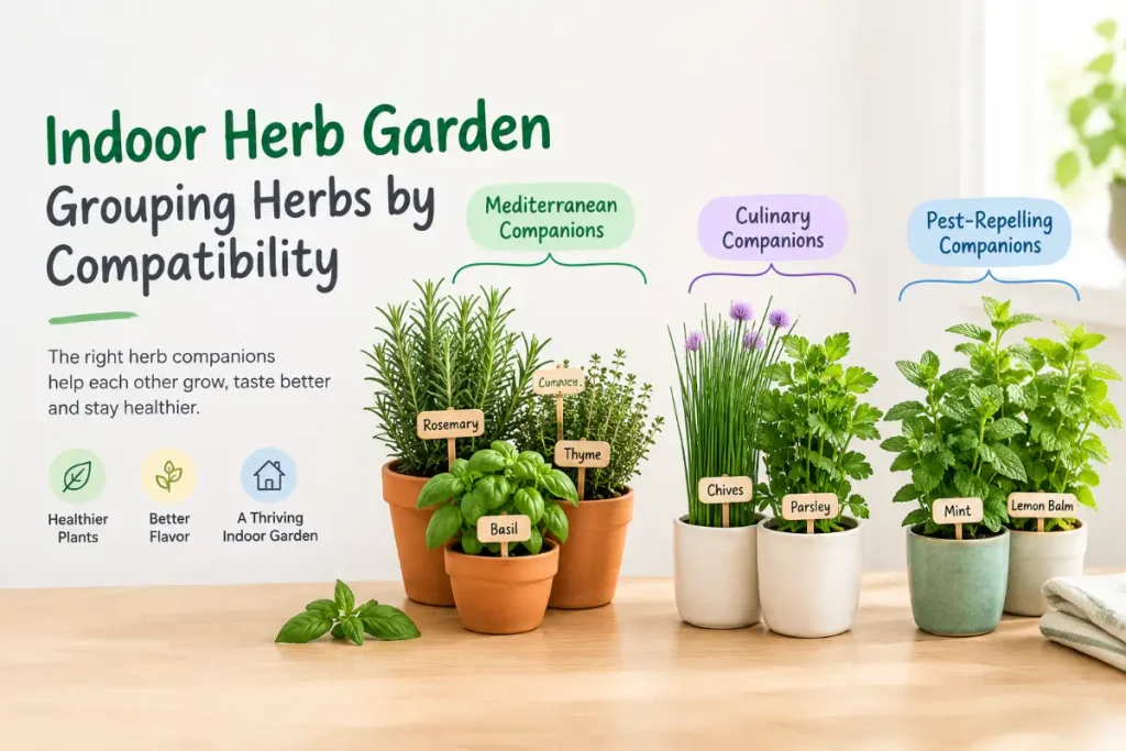 Indoor Herb Garden grouping herbs by compatibility