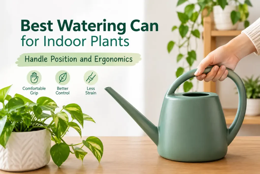 Best Watering Can for Indoor Plants showing handle position and ergonomics.