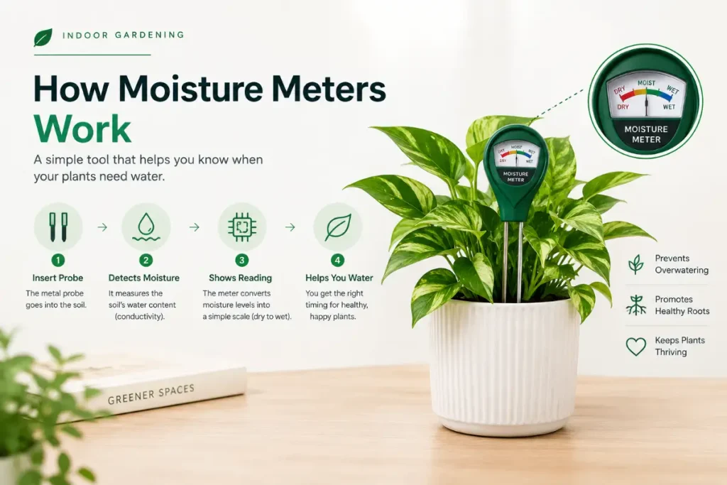Moisture Meter for Indoor Plants: Learn how it measures soil moisture and guides watering.