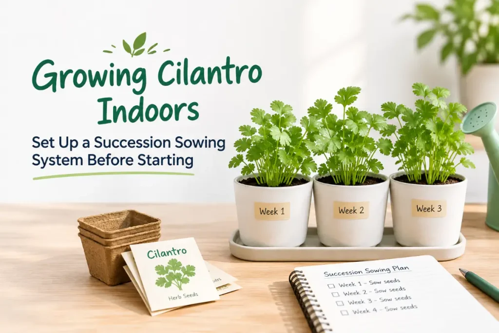 Growing Cilantro Indoors with a succession sowing system